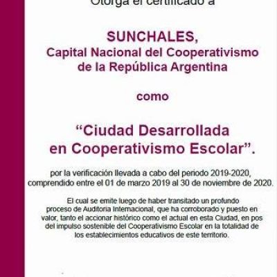 Certificado ACI a Sunchales